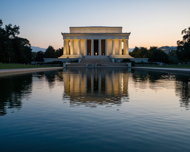 Serene Reflecting Pool at Twilight
