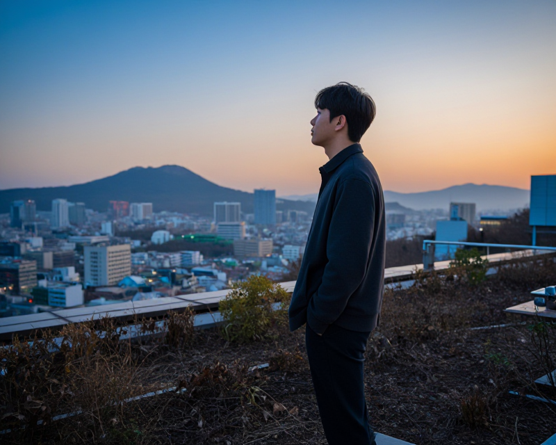 Reflective Morning in Seoul