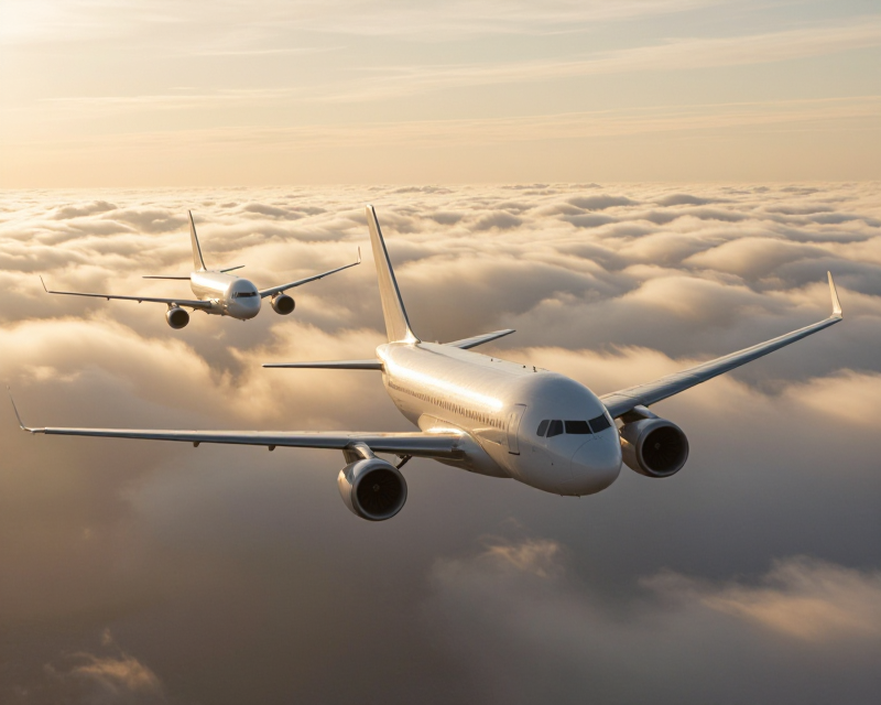 Two airplanes flying together