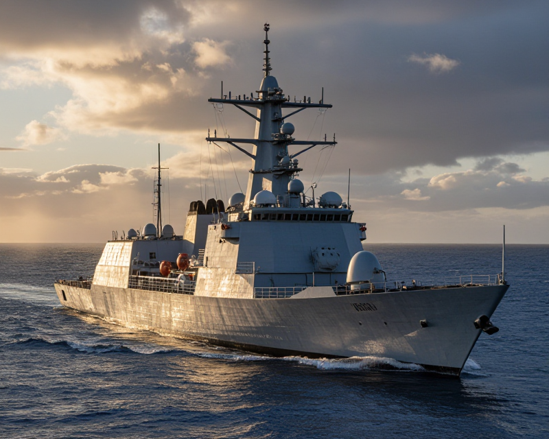 Modern Naval Frigate at Sea