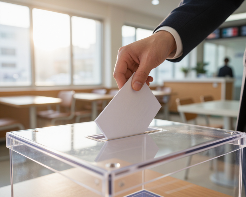 A reflective scene of voting in South Korea