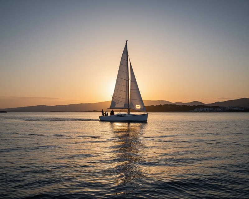 Serene Sailing at Golden Hour