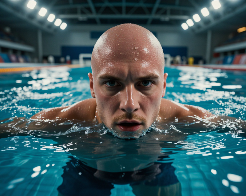 A cinematic depiction of a swimmer's victory